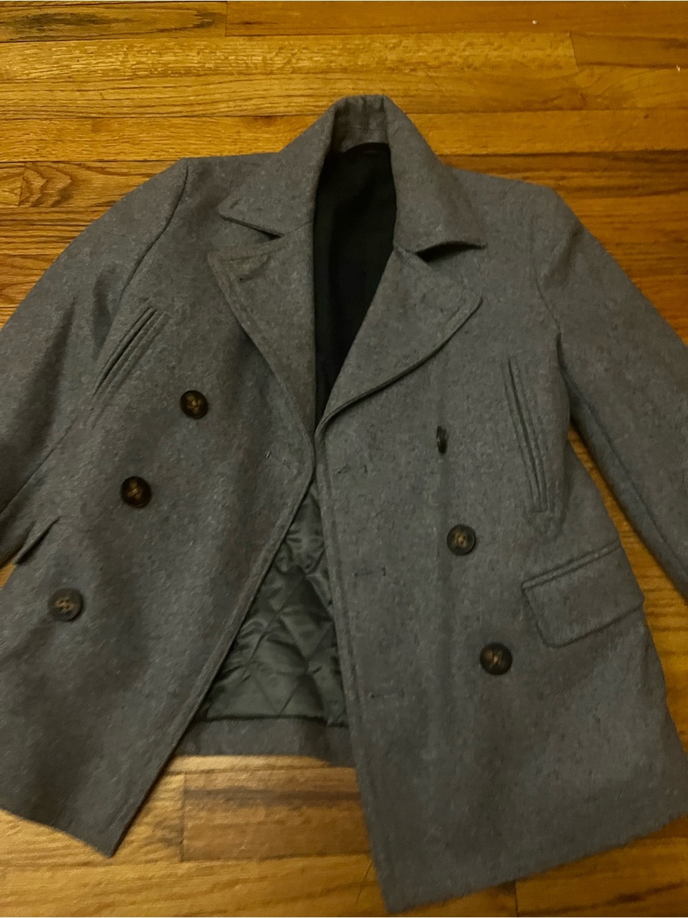 Lauren Ralph Lauren Gray Double-Breasted Kids Pea Coat